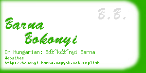 barna bokonyi business card